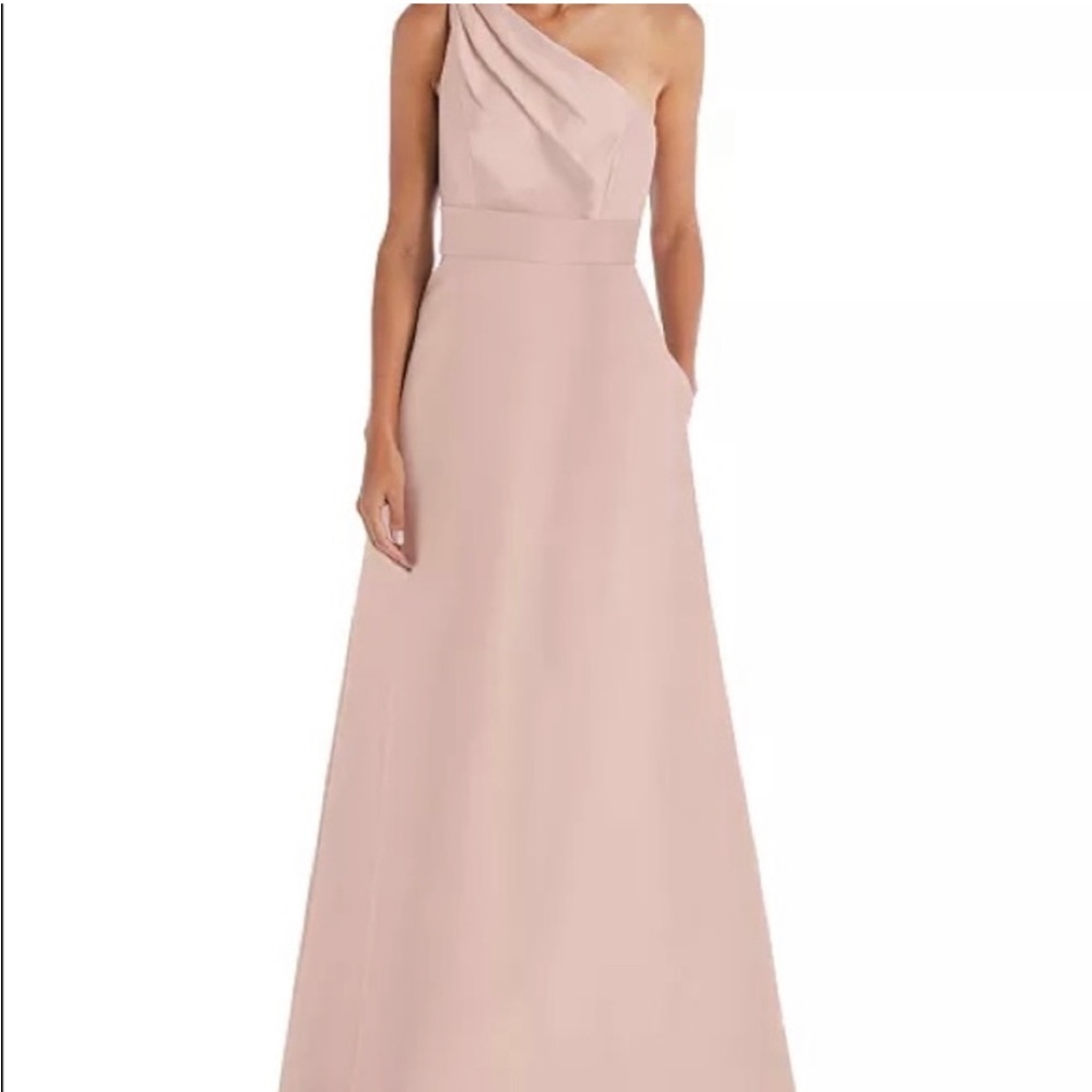 Alfred Sung One Shoulder Gown size 14 toasted sugar